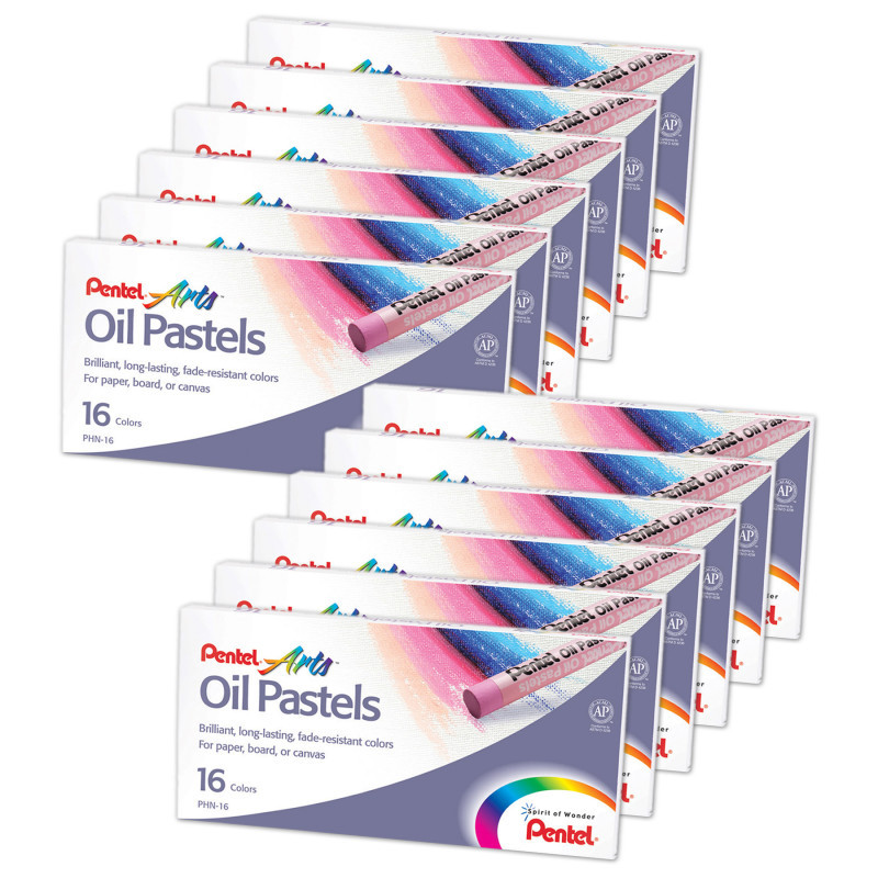 PENTEL OF AMERICA Pentel® Oil Pastel Set, 16 Colors, 12 Sets