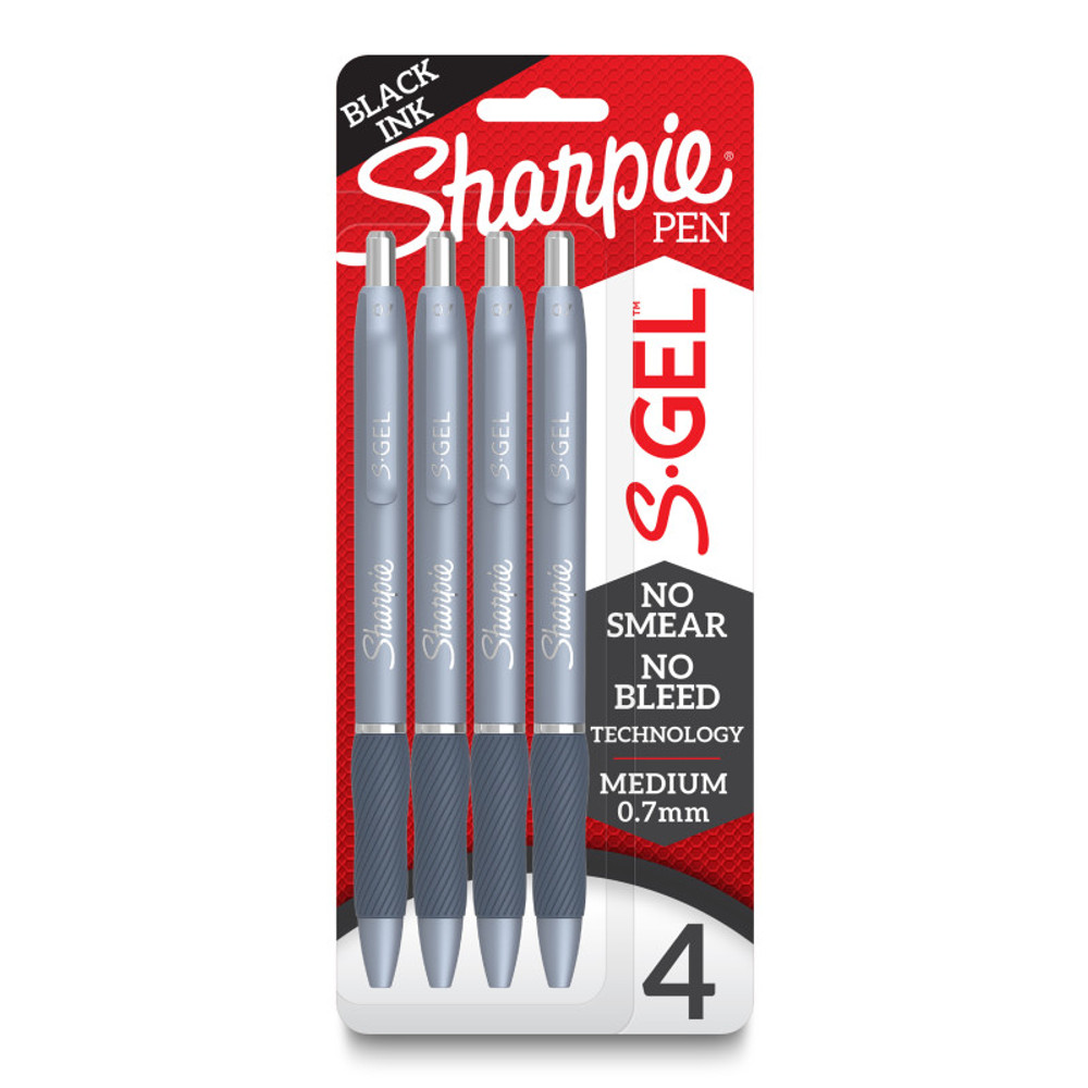 NEWELL BRANDS DISTRIBUTION LLC Sharpie® S-Gel, Gel Pens, Medium Point (0.7mm), Frost Blue Body, Black Gel Ink Pens, 4 Count