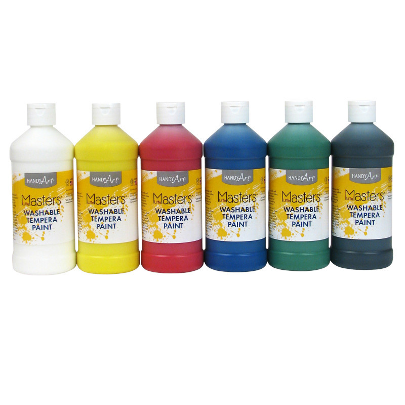 ROCK PAINT DISTRIBUTING CORP Handy Art® Little Masters® Washable Tempera Paint, Pint, 6-Color Kit