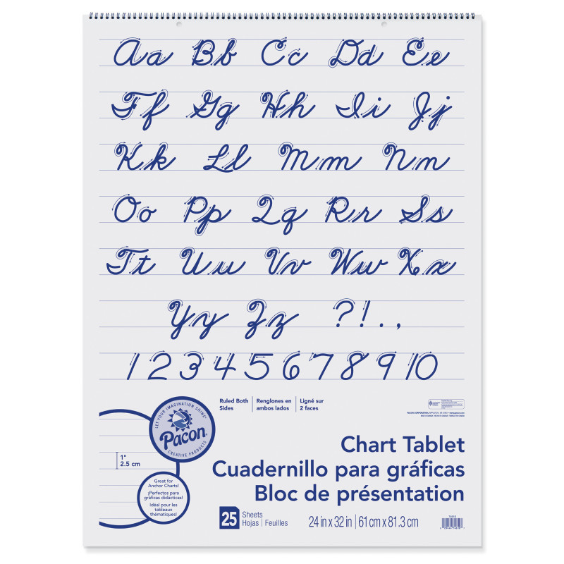 DIXON TICONDEROGA CO Pacon® Chart Tablet, Cursive Cover, 1" Ruled, 24" x 32", 25 Sheets