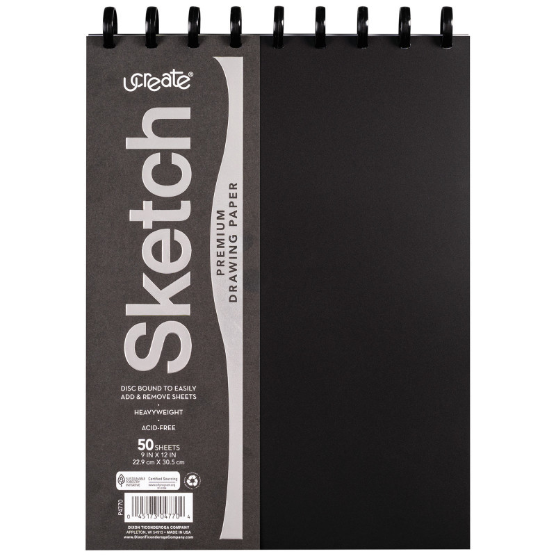 DIXON TICONDEROGA CO UCreate® Disc Bound Sketch Book, 9" x 12", 50 Sheets