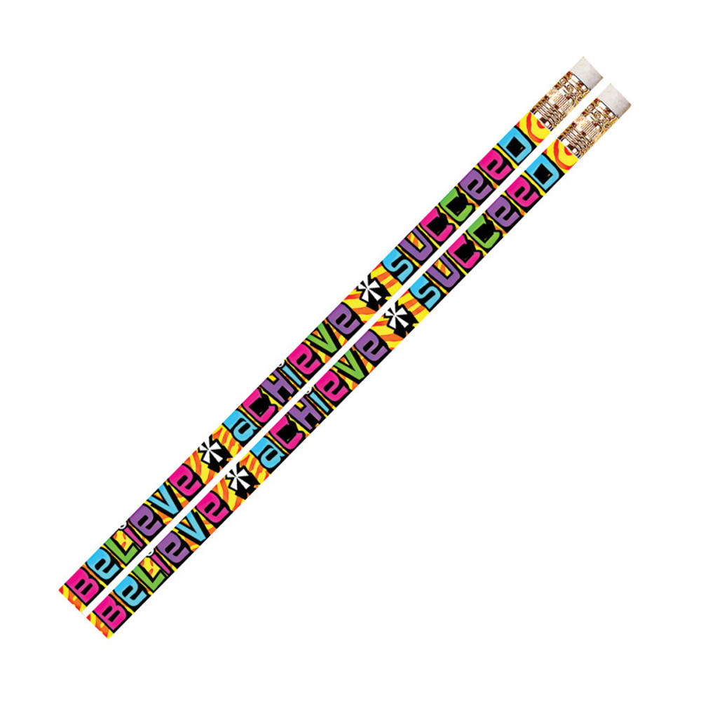 MUSGRAVE PENCIL CO INC Musgrave Pencil Company Believe Achieve Succeed Motivational Pencils, 12 Per Pack, 12 Packs