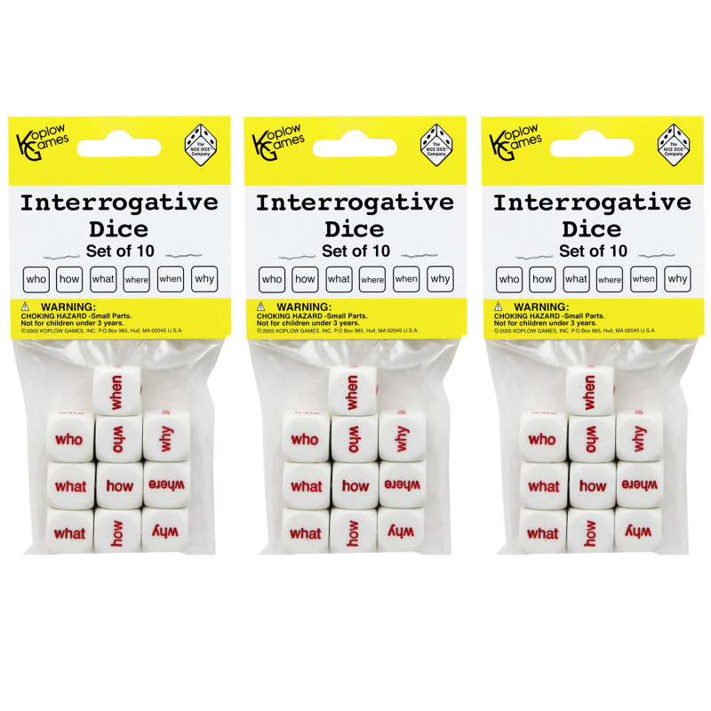 KOPLOW GAMES INC. Koplow Games Interrogative Dice, 10 Per Set, 3 Sets