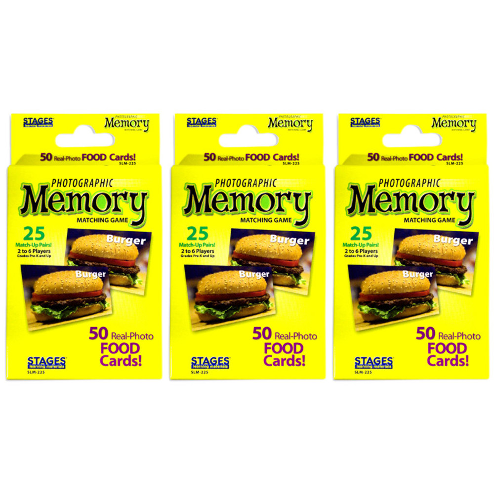 STAGES LEARNING MATERIALS Stages Learning Materials Photographic Memory Matching Game, Food, Pack of 3