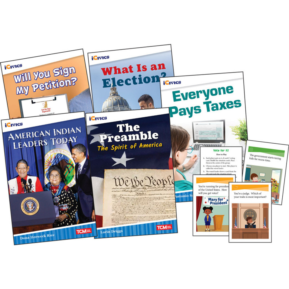SHELL EDUCATION Teacher Created Materials iCivics Grade 3: Leadership & Responsibility 5-Book Set + Game Cards