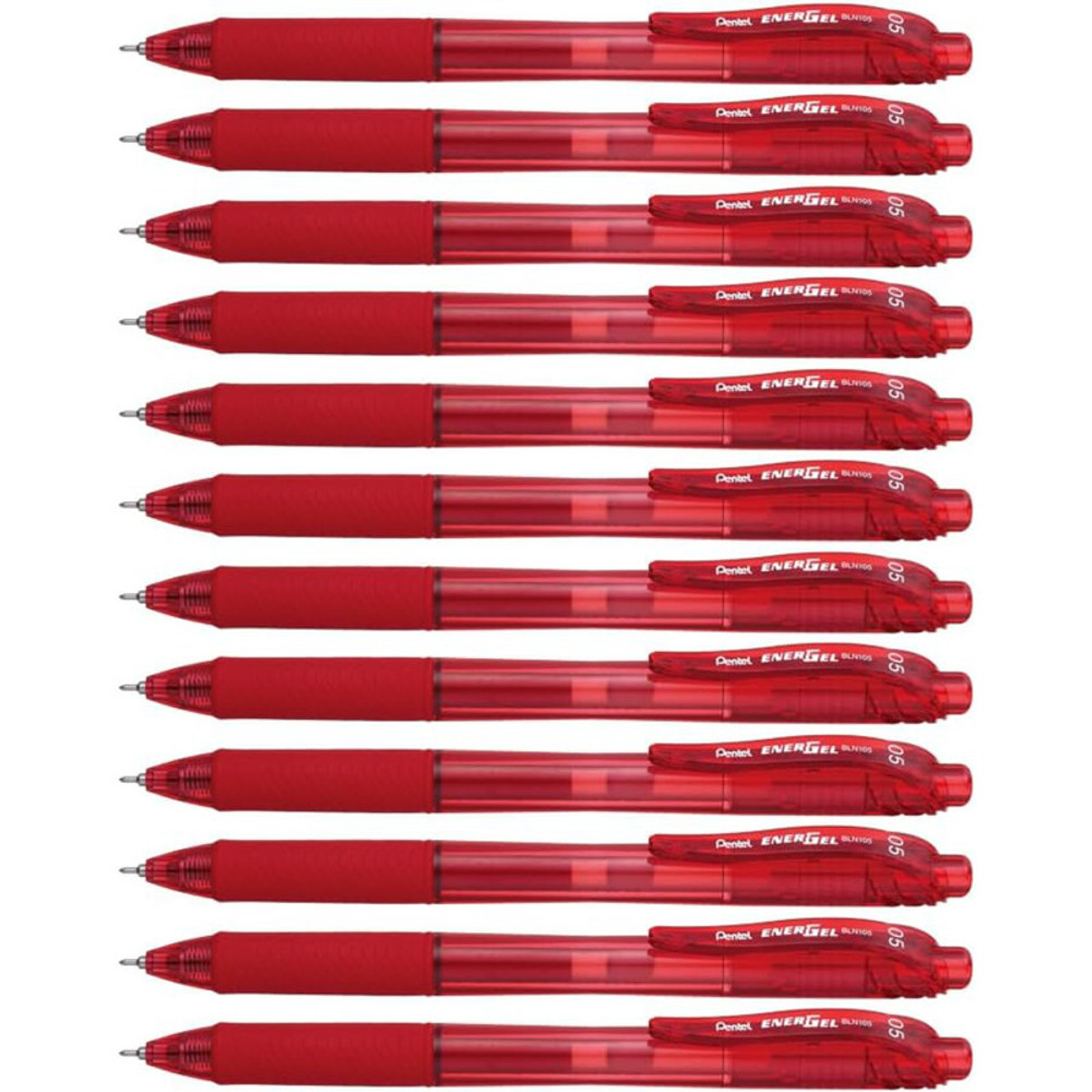 PENTEL OF AMERICA Pentel® EnerGel-X™ Retractable Liquid Gel Pen, Red, 0.5mm, Pack of 12