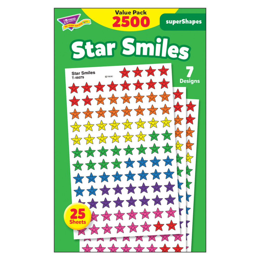 TREND ENTERPRISES INC. TREND Star Smiles superShapes Stickers Value Pack, 2500 ct