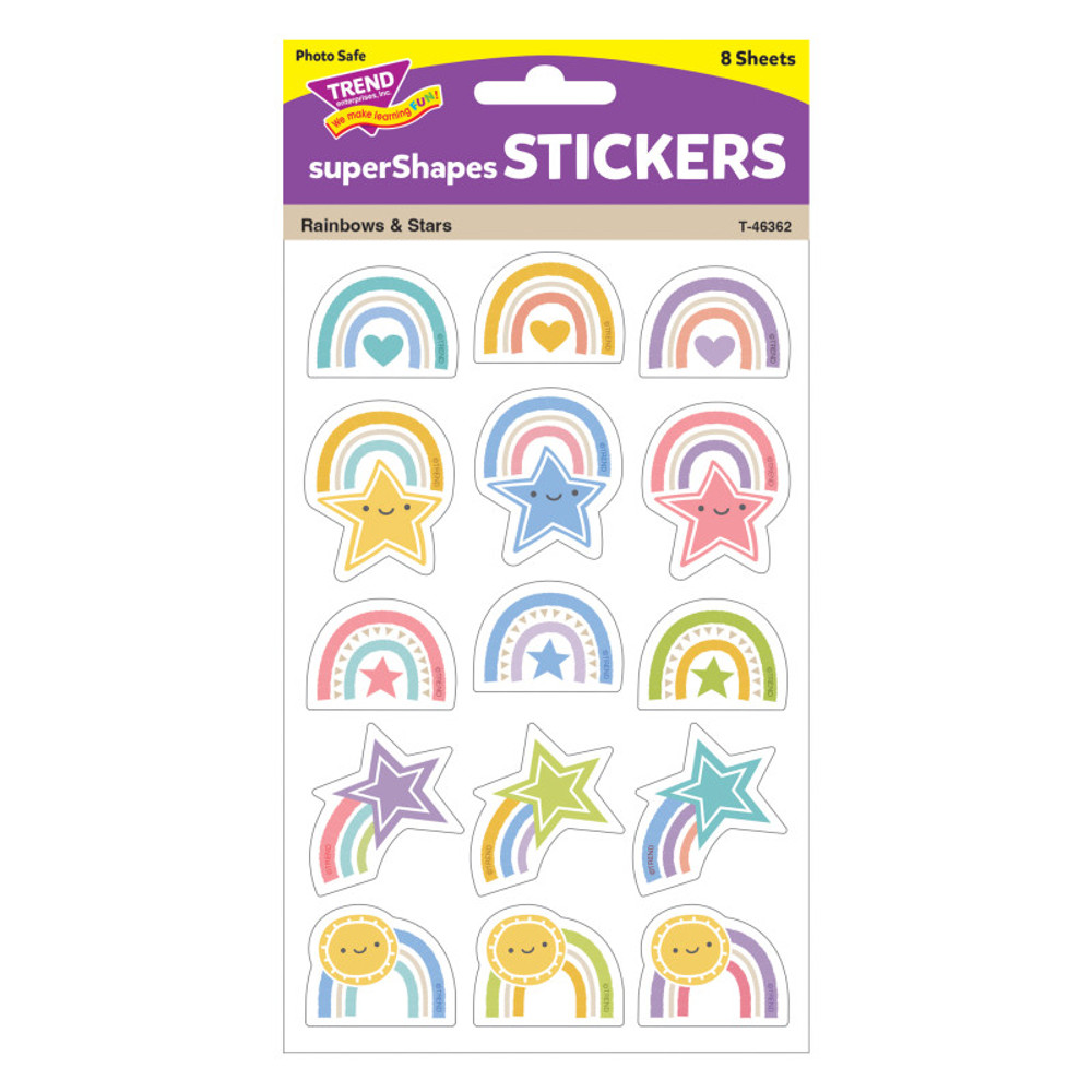 TREND ENTERPRISES INC. TREND Rainbows & Stars Large superShapes Stickers, 120 Count