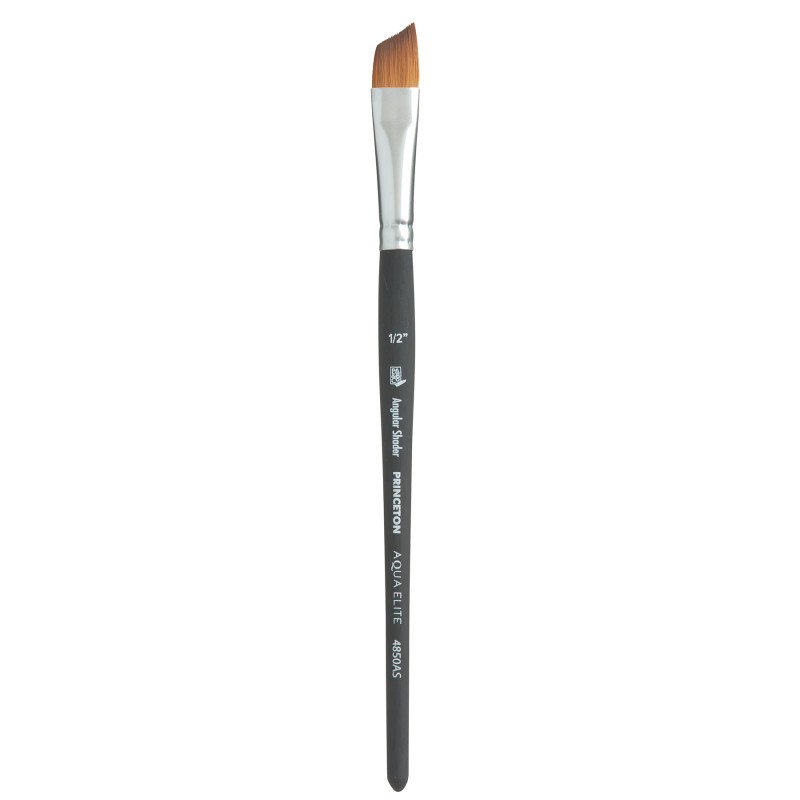 DIXON FINE ART Princeton Aqua Elite Angle Shader Brush, Synthetic Bristles, Short Handle Watercolor Paintbrush, Matte Black, Size 1/2 inch, 1 Count