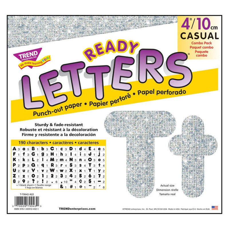 TREND ENTERPRISES INC. TREND Silver Sparkle 4" Casual Combo Ready Letters®