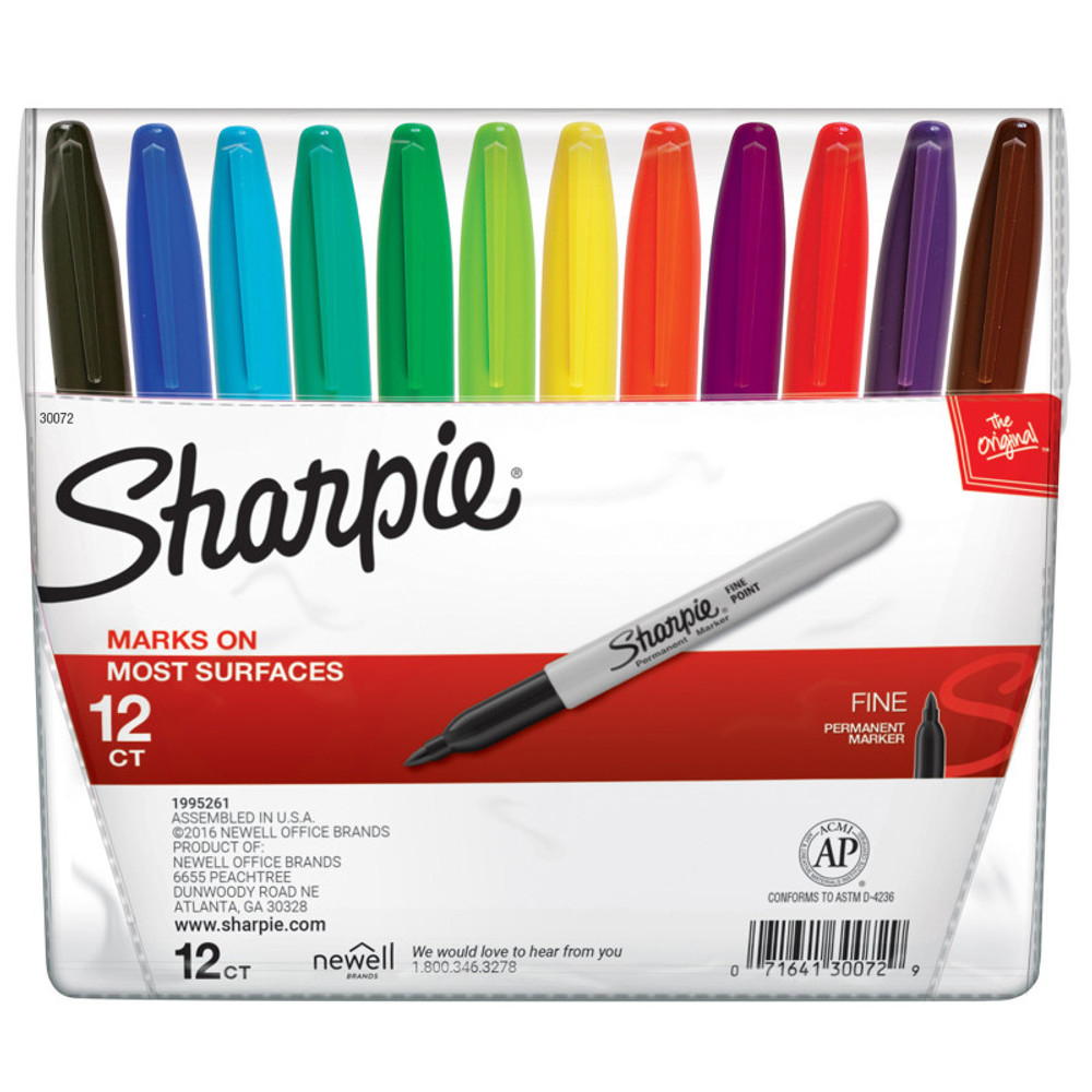 NEWELL BRANDS DISTRIBUTION LLC Sharpie® Fine Point Permanent Markers, Assorted, Set of 12