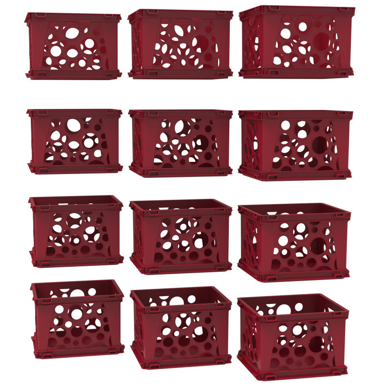 STOREX INDUSTRIES Storex Mini Crate, Red, 12-Pack