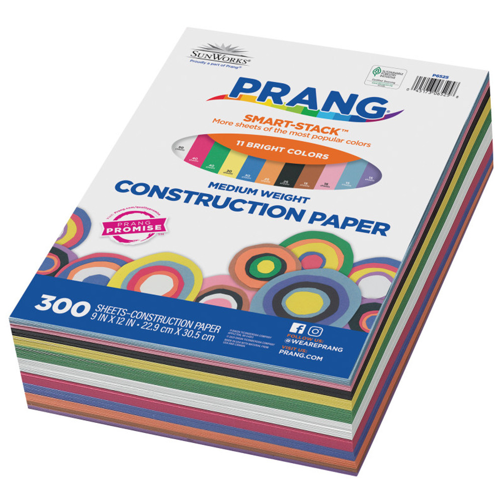DIXON TICONDEROGA CO Prang® Construction Paper Smart Stack™ 11 Colors, 11 Assorted Colors, 9" x 12", 300 Sheets