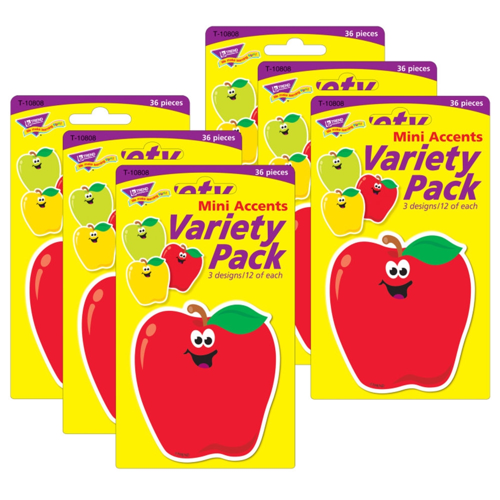 TREND ENTERPRISES INC. TREND Apples Mini Accents Variety Pack, 36 Per Pack, 6 Packs