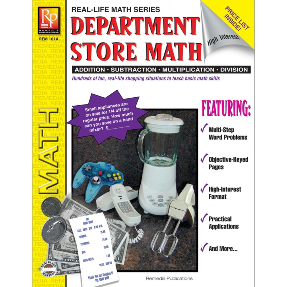 REMEDIA PUBLICATIONS Remedia Publications Department Store Math Activity Book, Grades 4-8