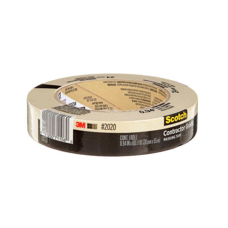 3M COMPANY Scotch® Contractor Grade Masking Tape, 0.94 in x 60.1 yd (24mm x 55m), 1 Roll