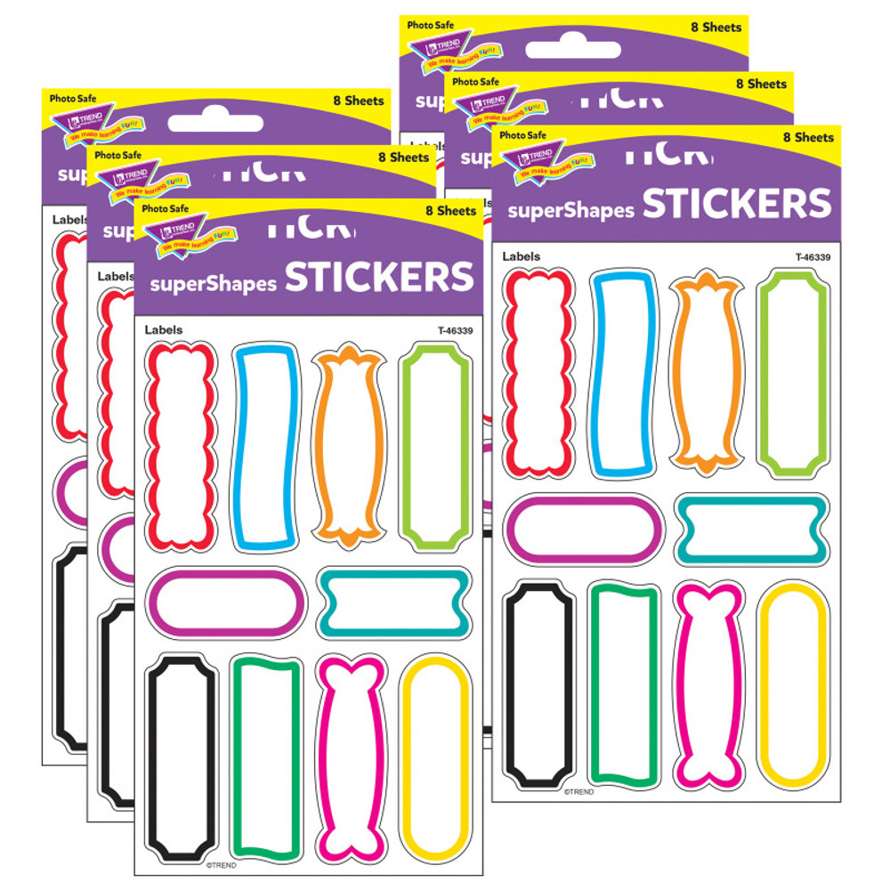 TREND ENTERPRISES INC. TREND Labels superShapes Stickers-Large, 80 Per Pack, 6 Packs