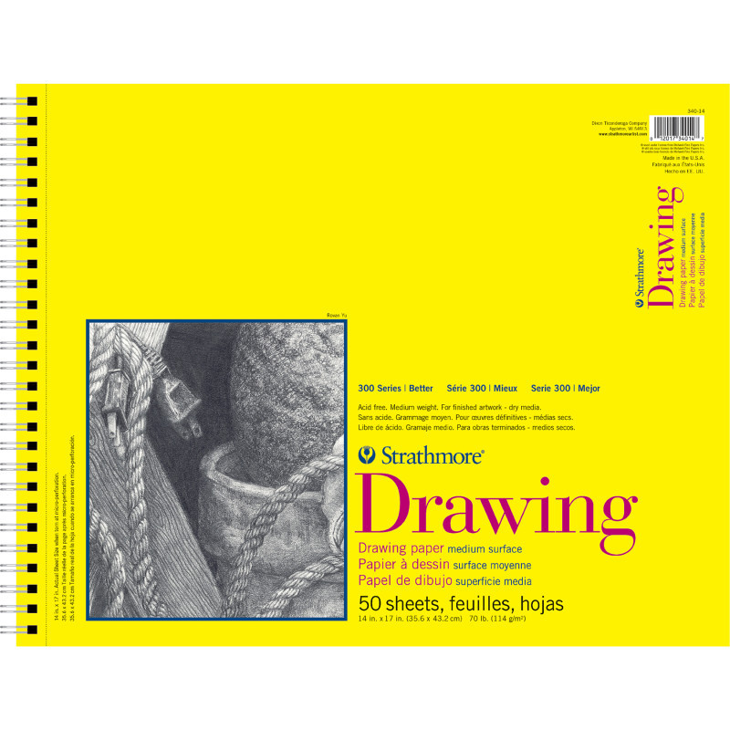 DIXON FINE ART Strathmore 300 Series Drawing Pad, Top Wire Binding, 50 Sheet, 14x17 inch, 1 Count