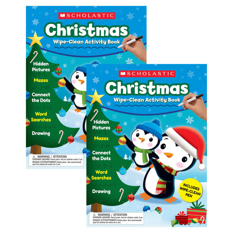 SCHOLASTIC TEACHING RESOURCES Scholastic Teaching Solutions Christmas Wipe-Clean Activity Book, Pack of 2