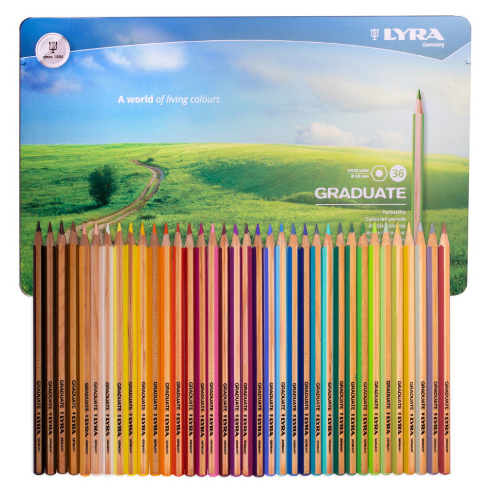 DIXON FINE ART Lyra® Graduate Colored Pencils Set Tin, Assorted Colors, 36 Pieces