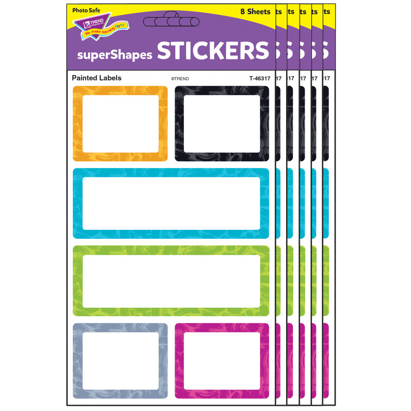 TREND ENTERPRISES INC. TREND Color Harmony Painted Labels superShapes Stickers - Large, 24 Per Pack, 6 Packs