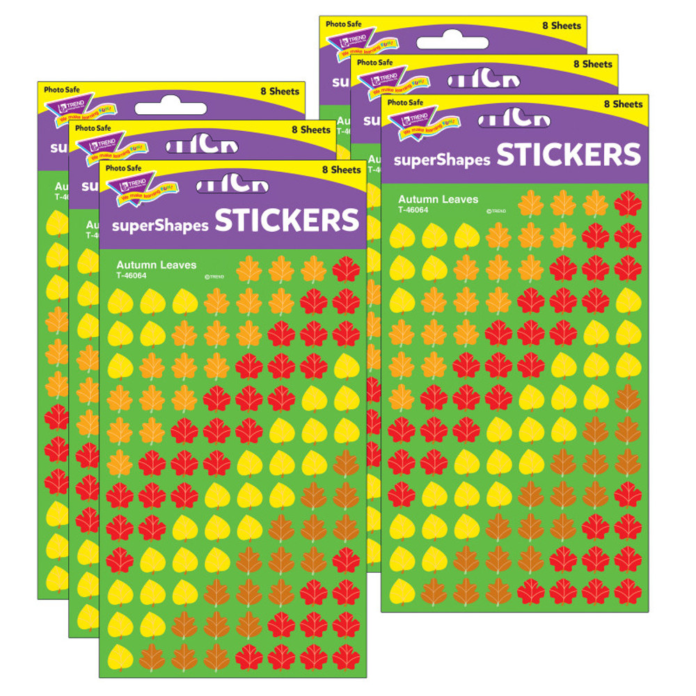 TREND ENTERPRISES INC. TREND Autumn Leaves superShapes Stickers, 800 Per Pack, 6 Packs
