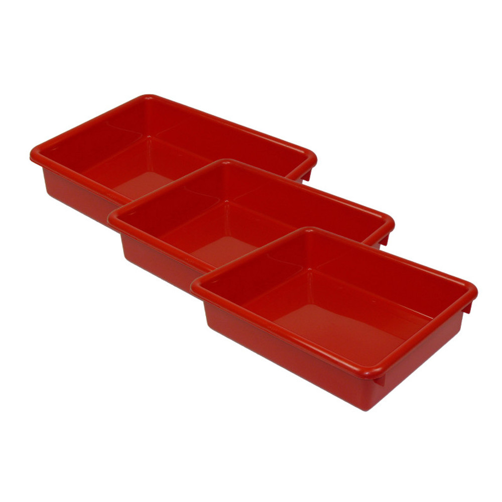 ROMANOFF PRODUCTS Romanoff Stowaway® 3" Letter Tray no Lid, Red, Pack of 3