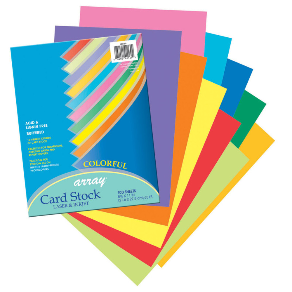 DIXON TICONDEROGA CO Pacon® Colorful Card Stock, 10 Assorted Colors, 8-1/2" x 11", 100 Sheets