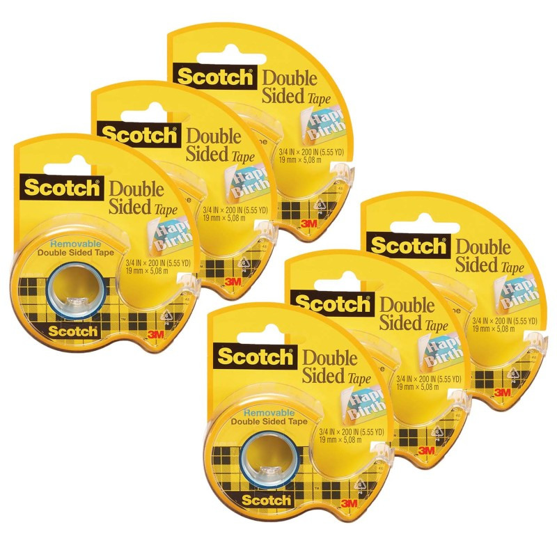 3M COMPANY Scotch® Removable Double Sided Tape, 3/4" x 200", 6 Rolls