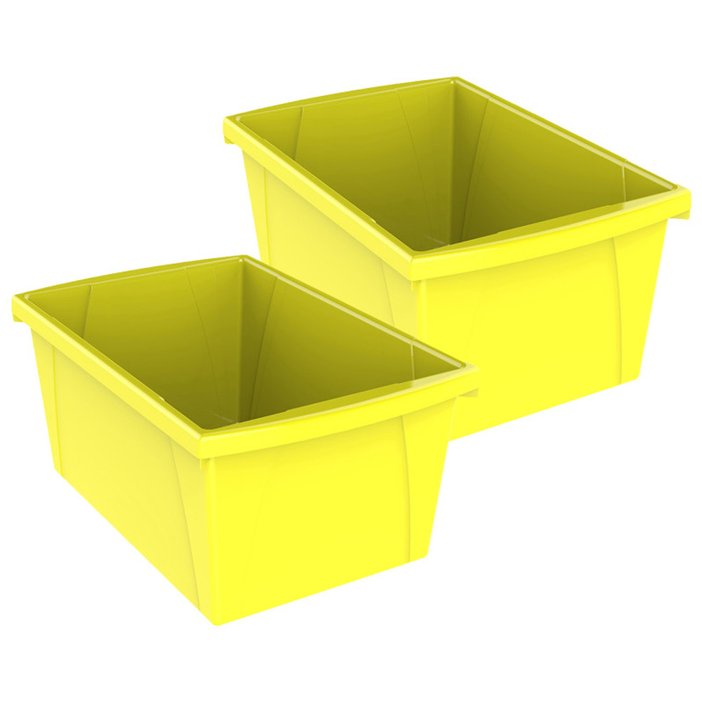 STOREX INDUSTRIES Storex Medium Classroom Storage Bin, Yellow, Pack of 2