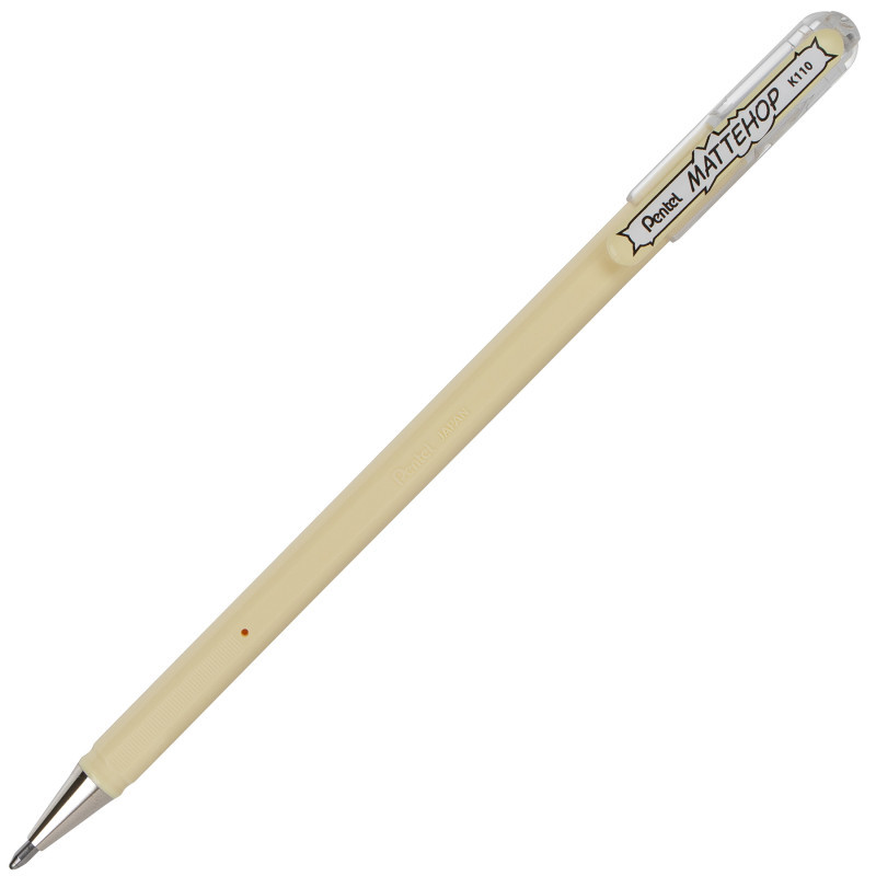 PENTEL OF AMERICA Pentel Arts Hybrid MATTEHOP Gel Roller, 1.0mm, Matte Ivory White Ink, Pack of 12