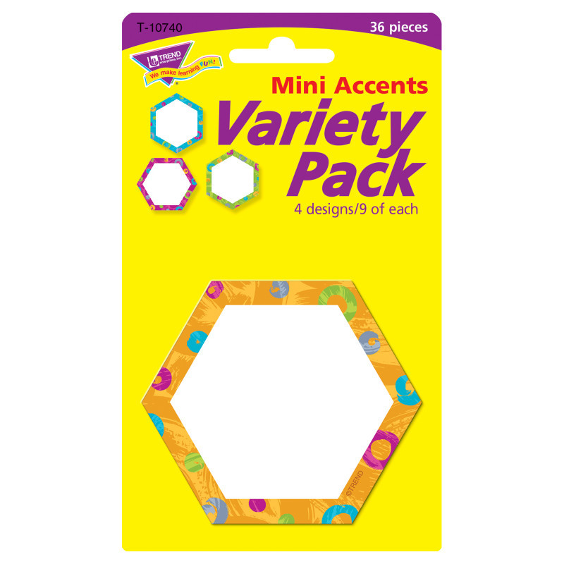 TREND ENTERPRISES INC. TREND Color Harmony™ Hexa-swirls Mini Accents Variety Pack, 36 ct
