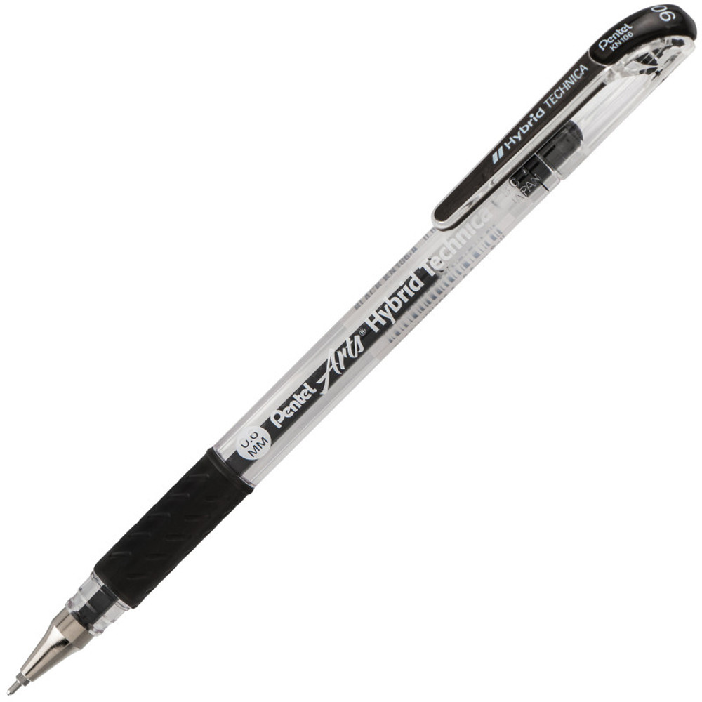 PENTEL OF AMERICA Pentel Arts Hybrid Technica (0.6mm) Gel Pen, Black Ink, Pack of 12