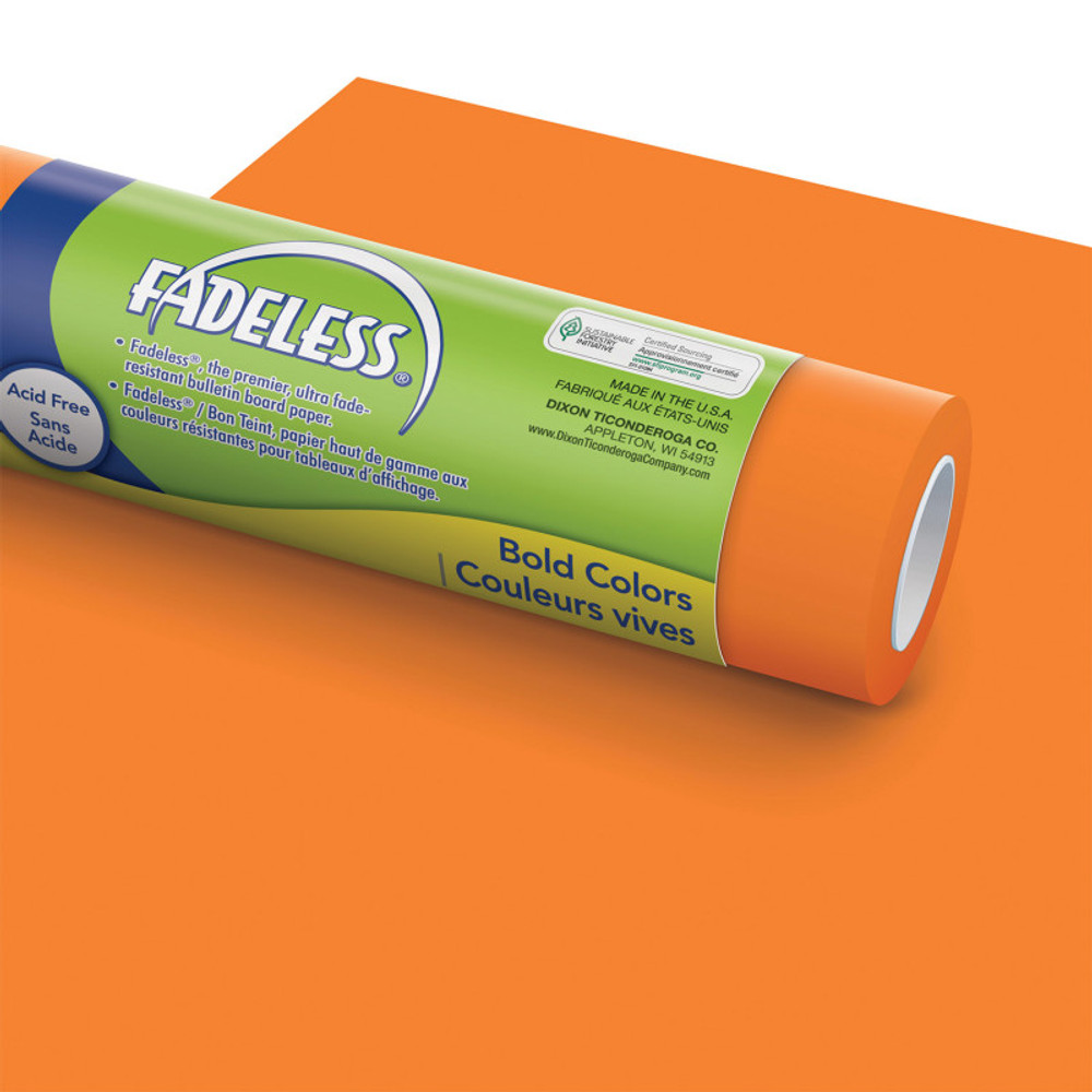 DIXON TICONDEROGA CO Fadeless® Bulletin Board Art Paper, Orange, 48" x 50', 1 Roll