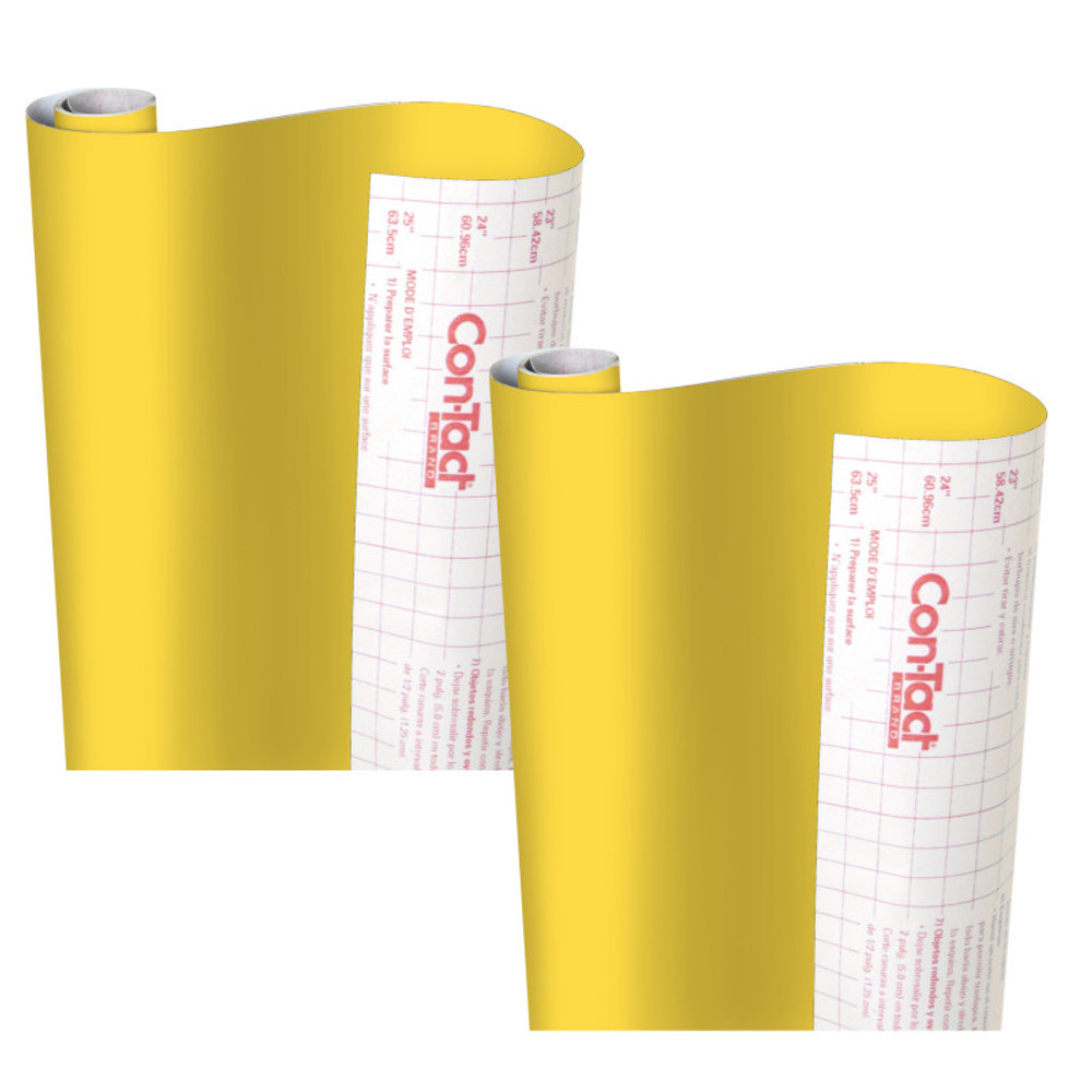 KITTRICH CORPORATION Con-Tact® Brand Creative Covering™ Adhesive Covering, Yellow, 18" x 16 ft, Pack of 2