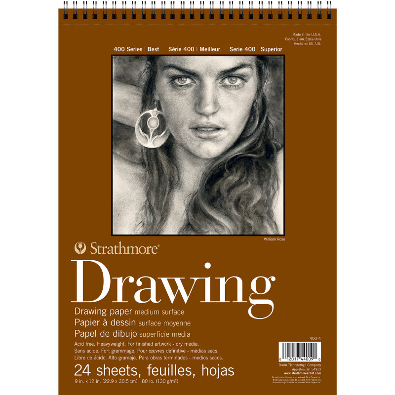 DIXON FINE ART Strathmore 400 Series Drawing Pad, Smooth Finish, Wire Binding, 24 Sheet, 9x12 inch, 1 Count