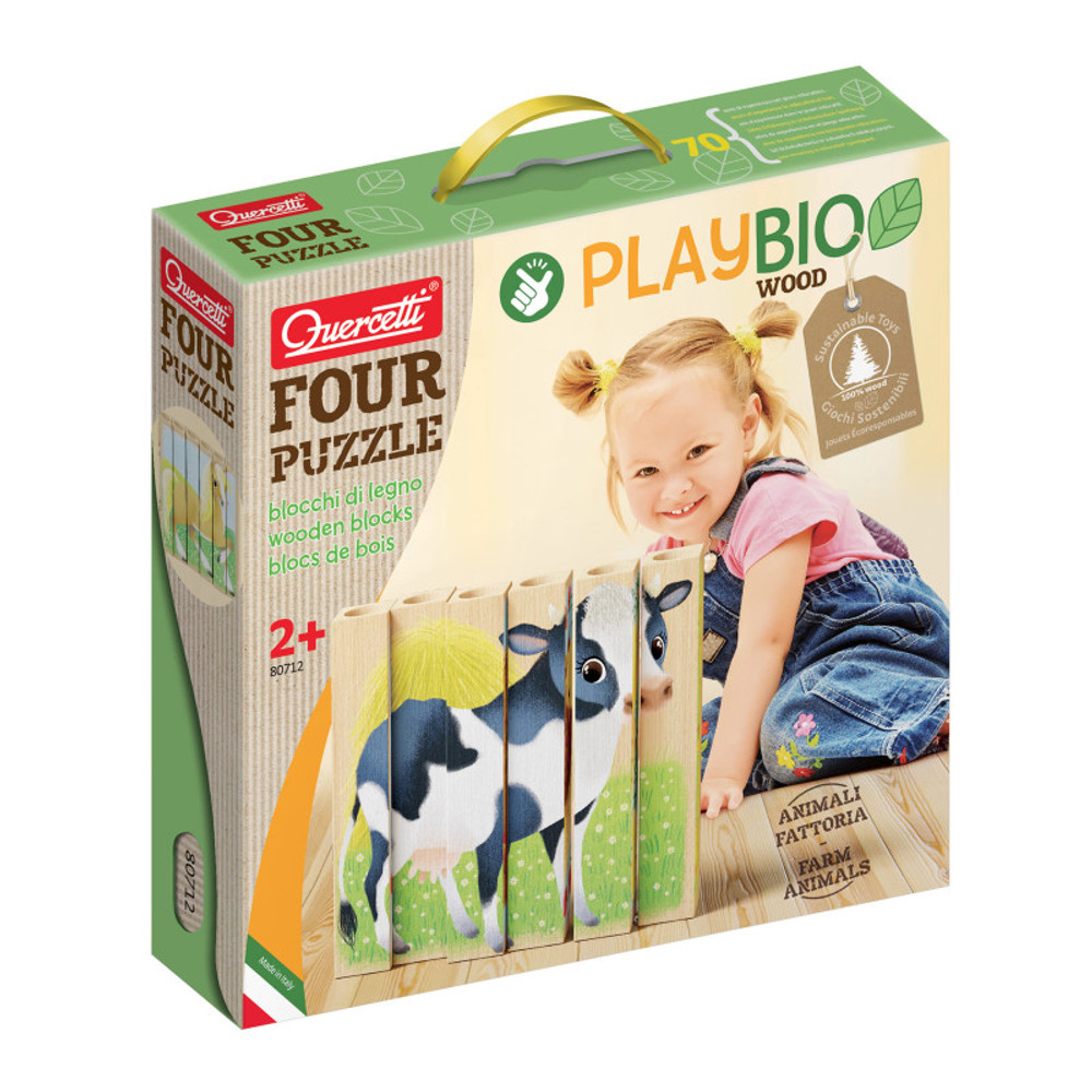QUERCETTI USA LLC Quercetti® Mix-N-Match Wood Puzzle, Baby Farm Animals