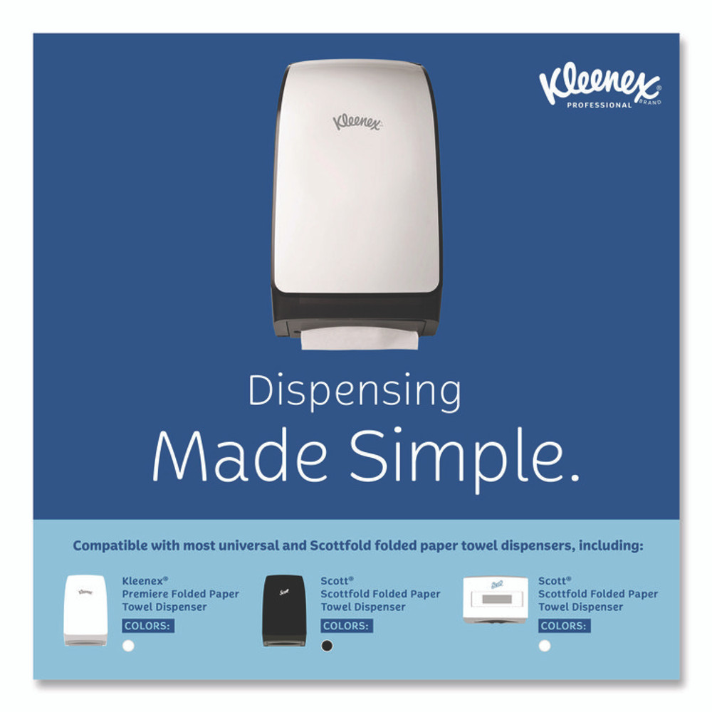 KIMBERLY-CLARK PROFESSIONAL Kleenex® 13253 Premiere Folded Towels, 1-Ply, 7.8 x 12.4, White, 120/Pack, 25 Packs/Carton