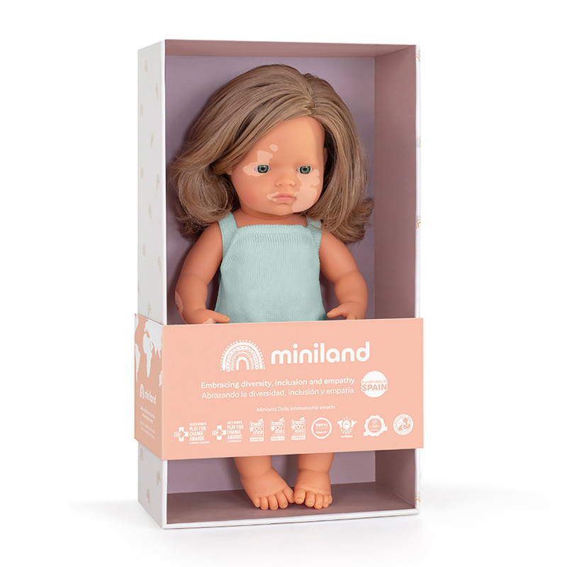 MINILAND EDUCATIONAL CORPORATION Miniland Anatomically Correct 15" Baby Doll, Caucasian Blonde Girl with Vitiligo