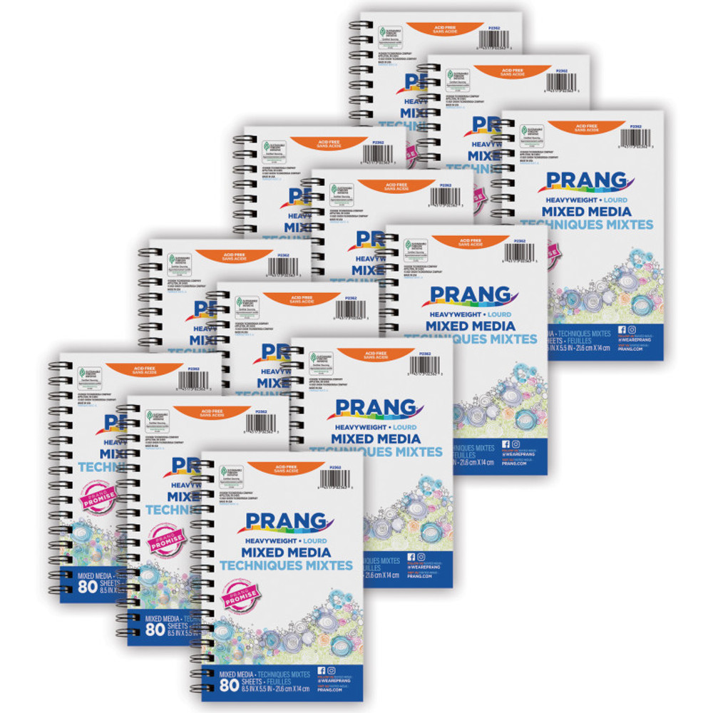 DIXON TICONDEROGA CO Prang® Mixed Media Journal, Heavyweight, 8-1/2" x 5-1/2", 80 Sheets, Pack of 12