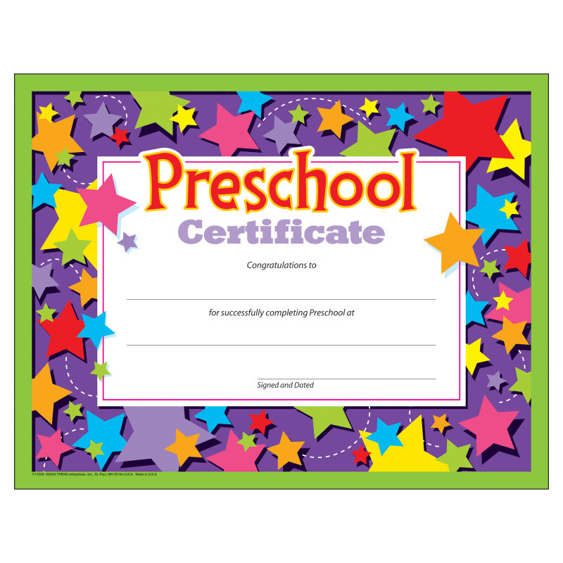 TREND ENTERPRISES INC. TREND Preschool Certificate , 30 ct