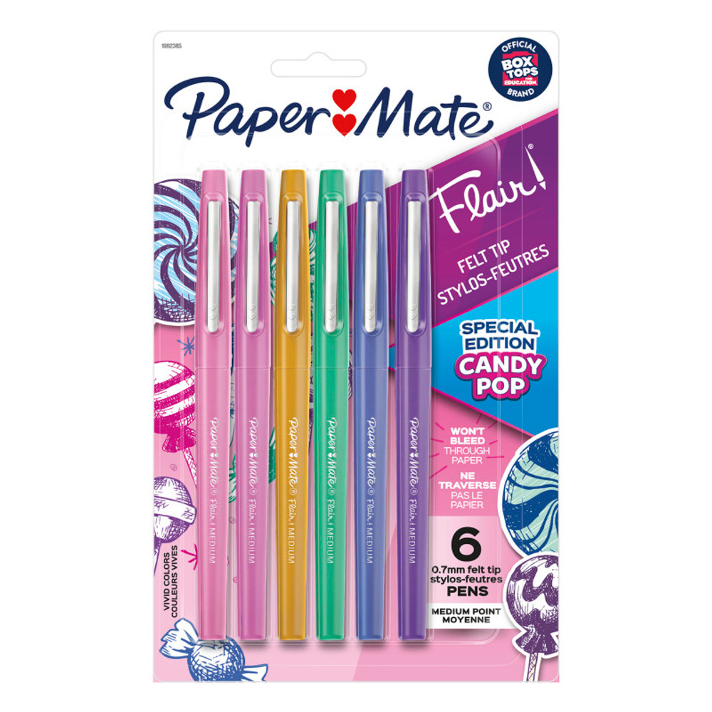 NEWELL BRANDS DISTRIBUTION LLC Paper Mate® Flair Felt Tip Pens, Medium Point (0.7mm), Candy Pop Pack, 6 Count