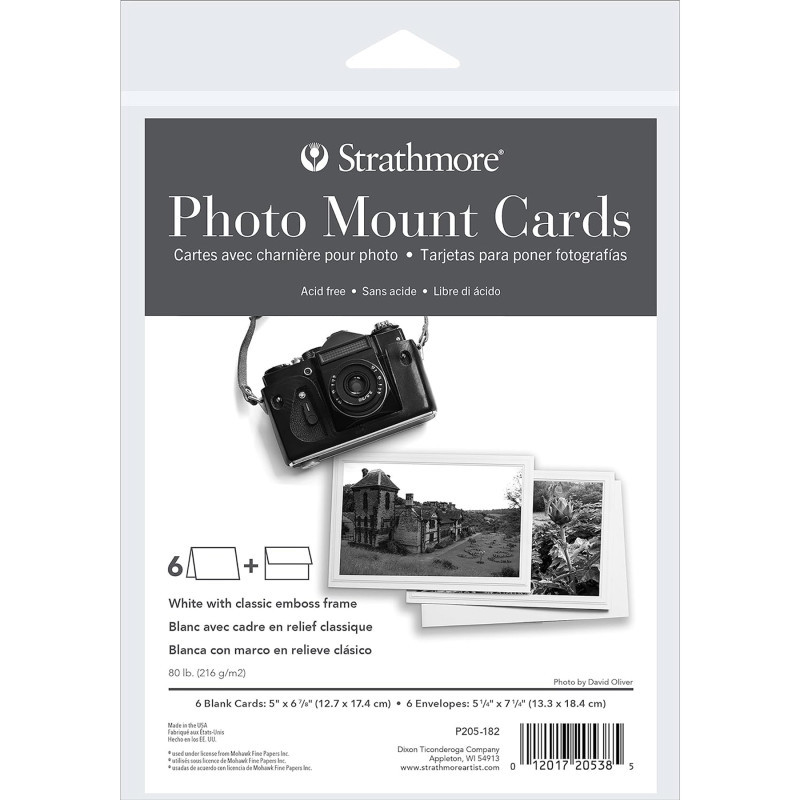 DIXON FINE ART Strathmore Photo Mount Cards & Envelopes, Classic Embossed Border, Full Size, 5x6.875 inch, 6 Pack