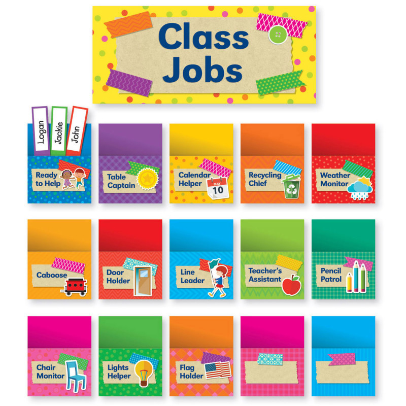 SCHOLASTIC TEACHING RESOURCES Scholastic Teaching Solutions Tape It Up! Class Jobs Bulletin Board