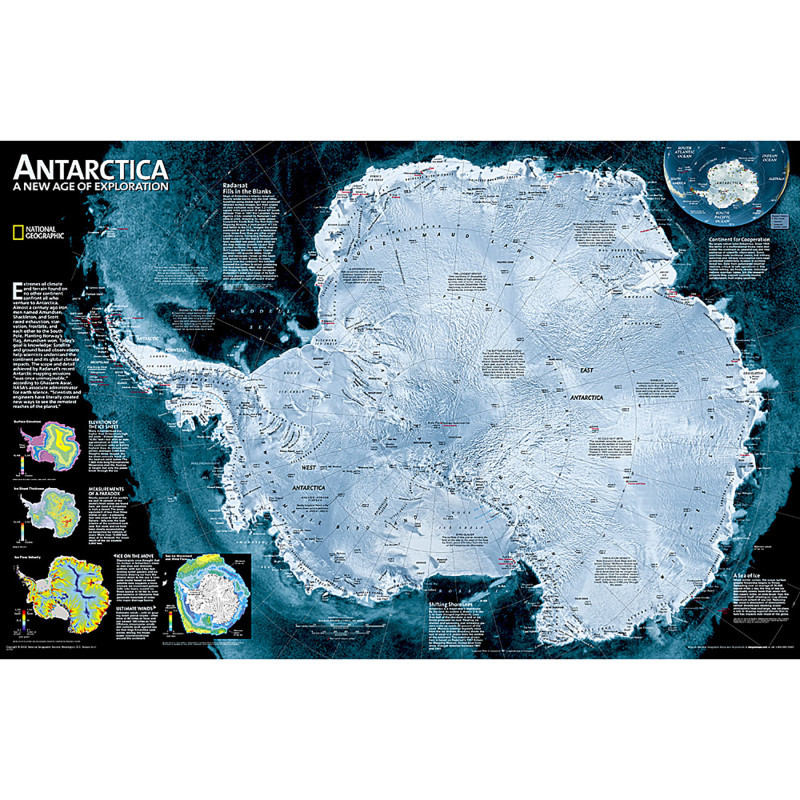 NATIONAL GEOGRAPHIC MAPS National Geographic Antarctica Satellite Map, Laminated, 31.25" x 20.25"