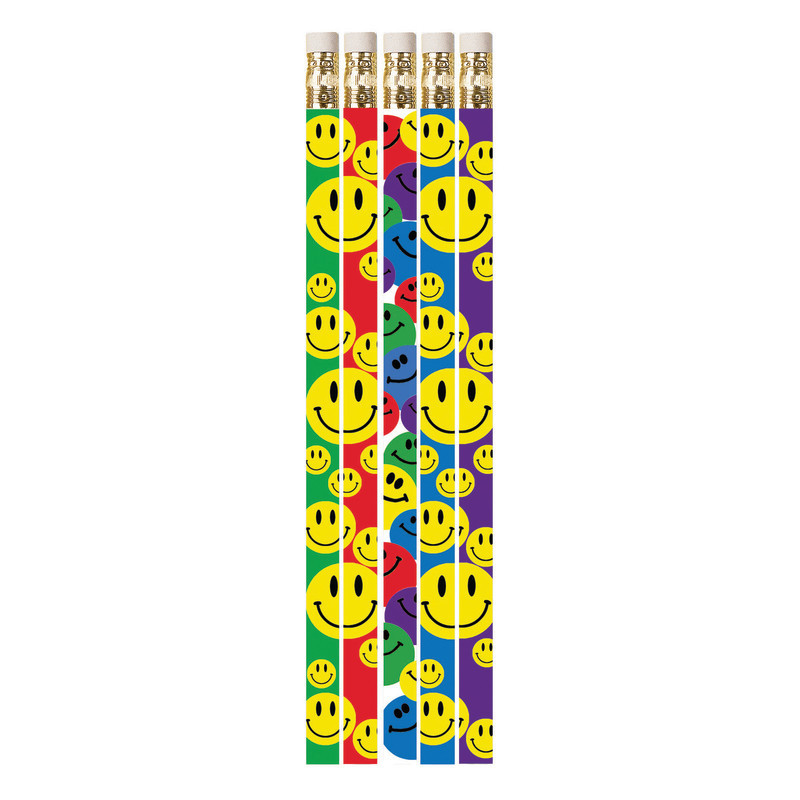MUSGRAVE PENCIL CO INC Musgrave Pencil Company Happy Face Assorted Motivational Pencils, 12 Per Pack, 12 Packs