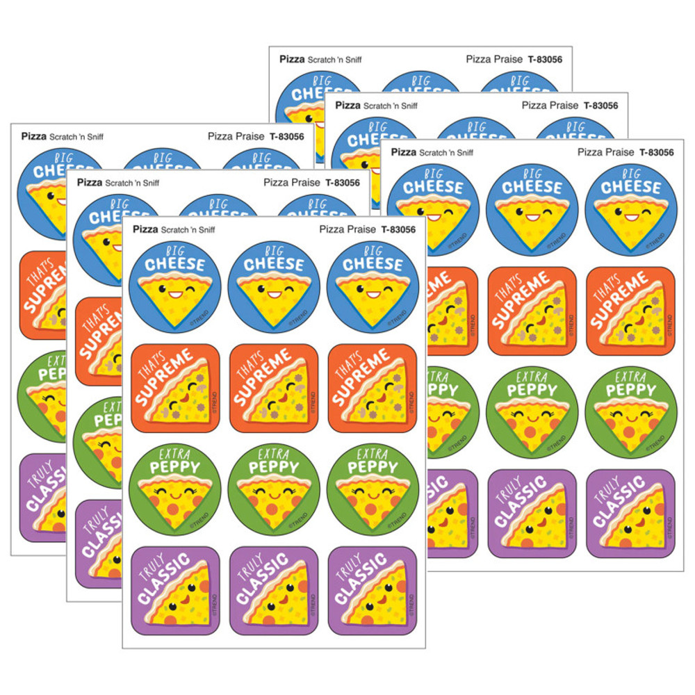 TREND ENTERPRISES INC. TREND Pizza Praise, Pizza Scent Scratch 'n Sniff Stinky Stickers®, 48 Per Pack, 6 Packs
