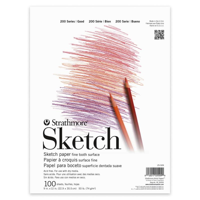 DIXON FINE ART Strathmore 200 Series Sketch Pad, Tape Binding, 100 Sheet, 9x12 inch, 1 Count