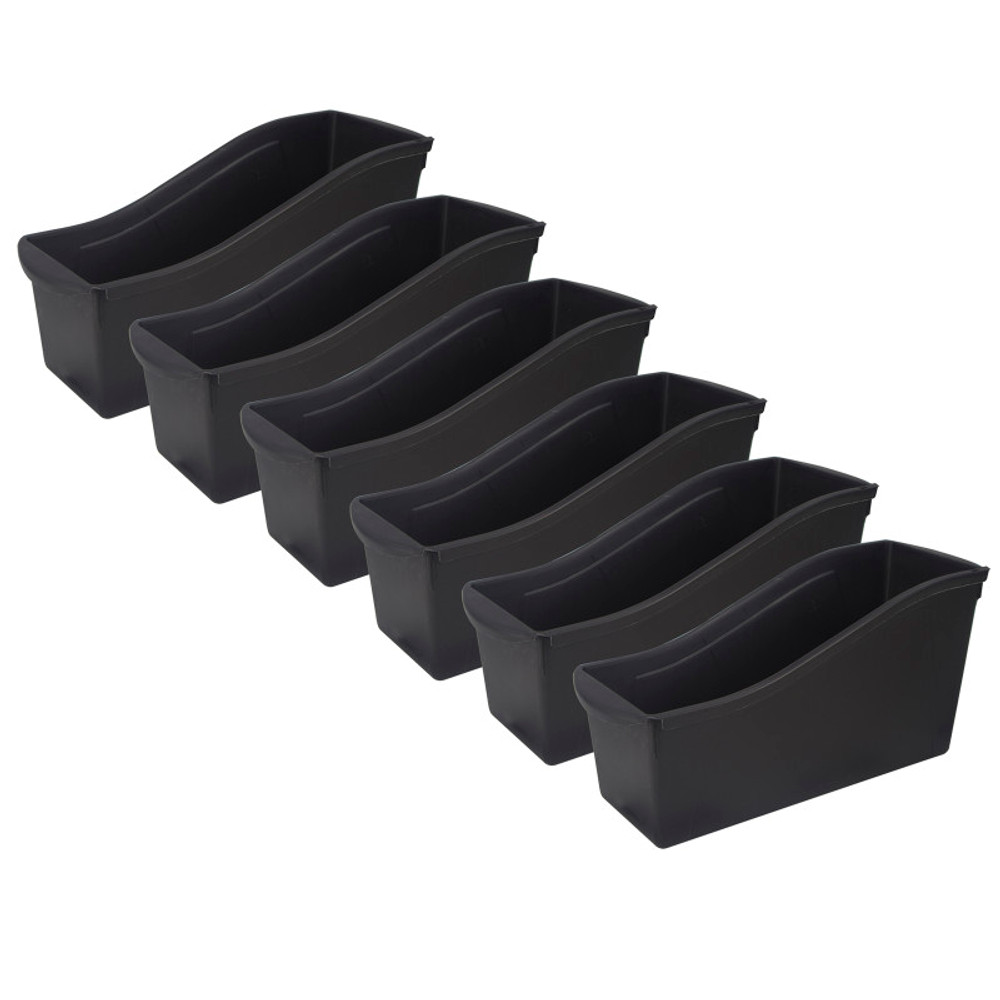 STOREX INDUSTRIES Storex Large Book Bin, Black, Pack of 6