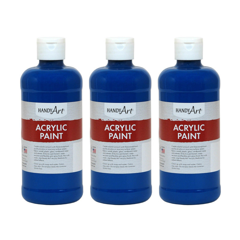 ROCK PAINT DISTRIBUTING CORP Handy Art® Acrylic Paint 16 oz, Ultra Blue, Pack of 3